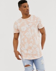 Розовая футболка с тропическим принтом Jack & Jones Premium - Розовый