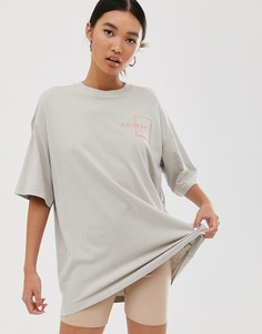 Бежевая удлиненная oversize-футболка Monki - Бежевый