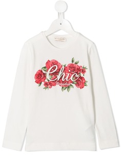 Monnalisa long sleeves roses T-shirt
