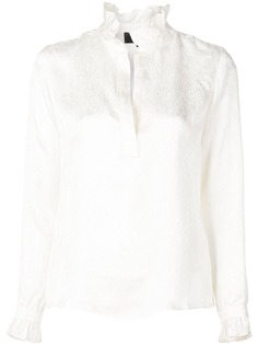 Nili Lotan embroidered frill-trim blouse