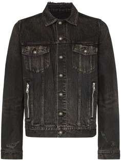 Balmain stone-wash denim logo jacket