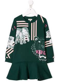 Kenzo Kids платье с принтом и баской