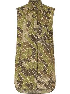 Burberry Sleeveless Monogram Print Cotton Poplin Oversized Shirt