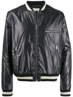 Saint Laurent куртка-бомбер с контрастной отделкой
