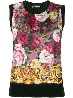 Dolce & Gabbana кашемировый топ без рукавов с цветочным принтом