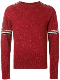 Thom Browne Intarsia Stripe Classic Mohair Tweed Crewneck Pullover