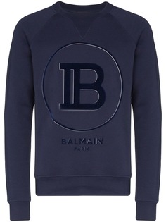 Balmain flocked-logo sweatshirt