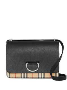 Burberry сумка The Medium Vintage Check and Leather с D-образной пряжкой