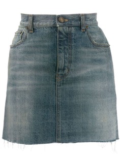 Saint Laurent distressed denim mini skirt