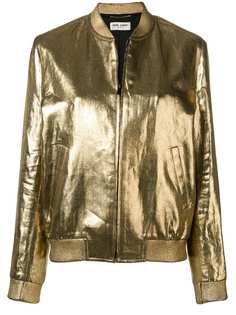 Saint Laurent куртка-бомбер с эффектом металлик