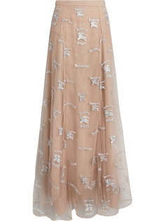 Burberry юбка из тюля с вышивкой Equestrian Knight