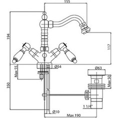 Смеситель для биде Cezares First с донным клапаном, золото, ручки Металл (First-BS2-03-M)