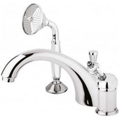 Смеситель на борт ванны Cezares Vintage с выдвижным душем и переключателем, хром, ручки Swarovski (Vintage-BVDM-01-Sw)