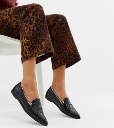 Черные лоферы с заклепками и отделкой под кожу крокодила River Island - Черный