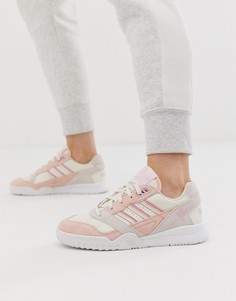 Белые кроссовки с розовыми замшевыми вставками adidas Originals A-R