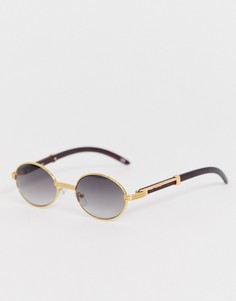 Овальные солнцезащитные очки с дымчатыми стеклами ASOS DESIGN - Золотой