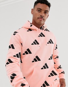 Худи розового цвета с принтом adidas - Розовый