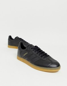 Черные кожаные кроссовки adidas Originals gazelle - Черный