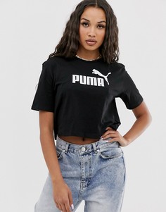 Черная короткая футболка с логотипом Puma Essentials - Черный