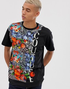 Oversize-футболка с цветочным принтом Versace Jeans Couture