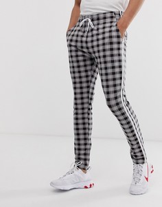 Серые брюки в клетку с полосками по бокам Jack & Jones Intelligence - Серый