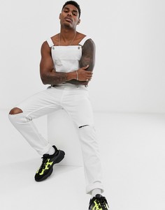 Белый джинсовый комбинезон скинни с рваными коленями ASOS DESIGN - Белый
