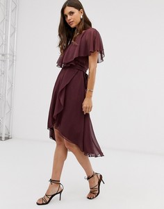 Платье миди с кейпом ASOS DESIGN - Фиолетовый