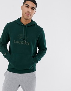 Худи зеленого цвета с большим вышитым логотипом в виде крокодила Lacoste - Зеленый
