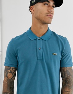 Сине-зеленое зауженное поло с логотипом Lacoste - Синий