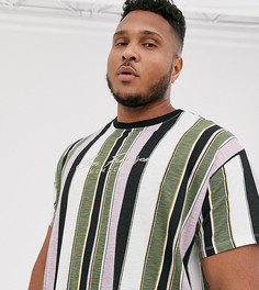 Розовая футболка в вертикальную полоску New Look Plus - Розовый