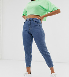 Укороченные джинсы в винтажном стиле с контрастными швами Noisy May Рetite - Синий