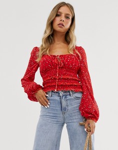 Топ с принтом Free People milkmaid