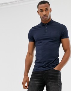 Темно-синяя обтягивающая футболка-поло Burton Menswear - Темно-синий