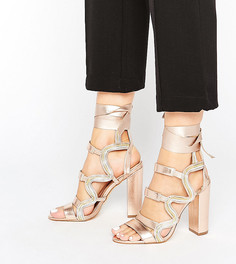 Сандалии на каблуке с ремешками металлик River Island Studio - Розовый