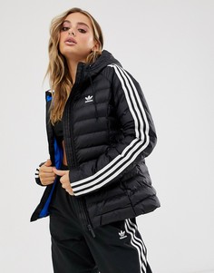 Черная дутая куртка с тремя полосками adidas Originals - Черный