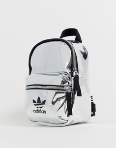 Переливающийся миниатюрный рюкзак с логотипом-трилистником adidas Originals - Серебряный