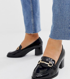 Черные лакированные лоферы для широкой стопы на среднем каблуке ASOS DESIGN Stirrup - Черный