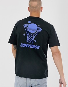 Черная футболка с принтом на спине Converse - Черный