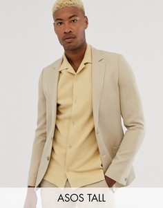 Светло-бежевый облегающий пиджак из крепа ASOS DESIGN Tall - Светло-бежевый
