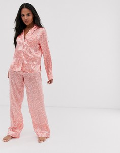 Атласные брюки со звериным принтом ASOS DESIGN mix & match - Розовый