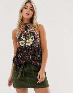 Топ с халтером и цветочным принтом Free People New Wave