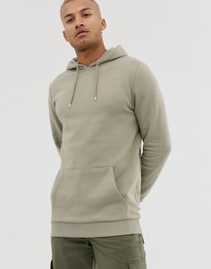 Длинный худи цвета хаки ASOS DESIGN - Зеленый