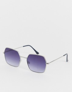 Квадратные солнцезащитные очки с серебристой оправой и градиентными стеклами Jeepers Peepers - Серебряный