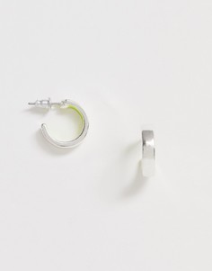 Серебристые серьги-кольца с неоновой отделкой ASOS DESIGN - Серебряный