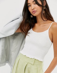 Белый гофрированный топ на лямках ASOS DESIGN - Белый