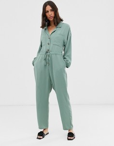 Свободный комбинезон в стиле милитари на пуговицах ASOS DESIGN - Зеленый