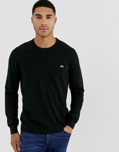 Черный хлопковый джемпер с круглым вырезом и логотипом Lacoste - Черный