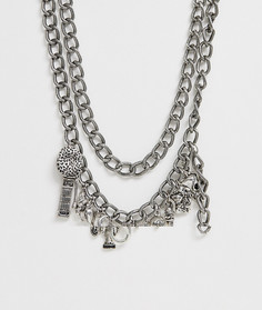 Серебристая массивная цепочка с подвесками Reclaimed Vintage inspired эксклюзивно для ASOS - Серебряный