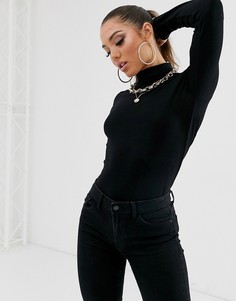 Черный лонгслив с высоким воротом ASOS DESIGN - Черный