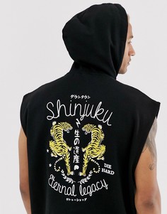 Черный oversize-худи без рукавов с принтом тигра на спине ASOS DESIGN - Черный